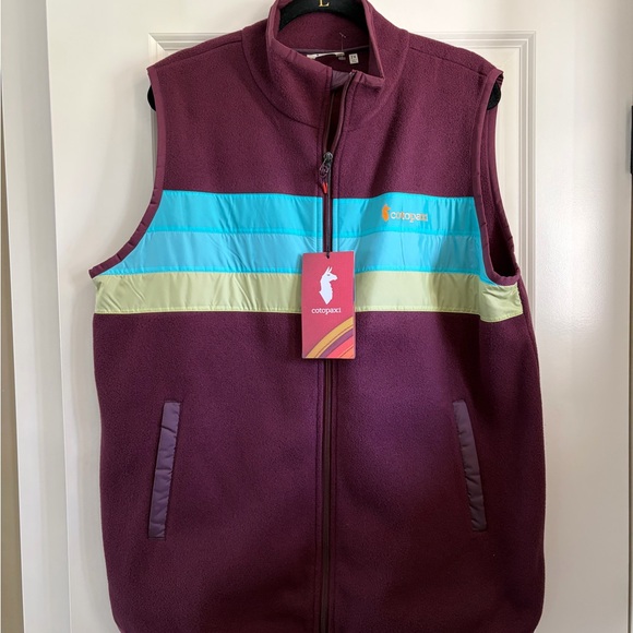 cotopaxi Jackets & Blazers - NWT Women’s 2x Cotopaxi Teca Plum Fleece Vest with Aqua and Lime Stripes